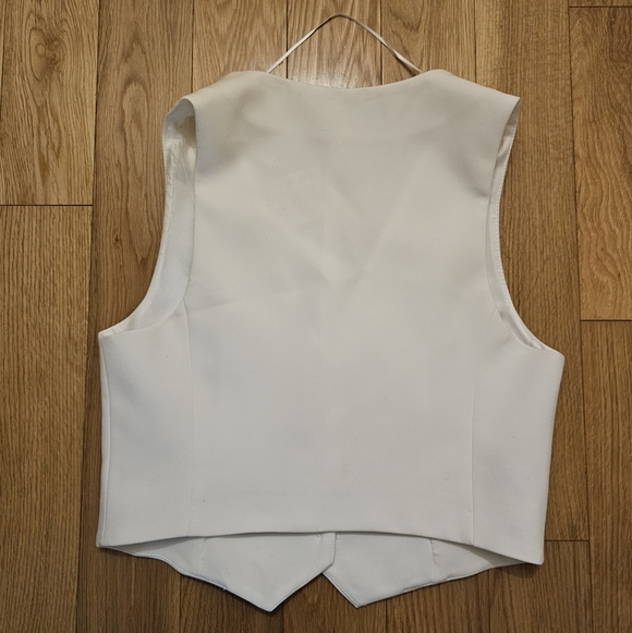 NWT! Zara‎ White Tailored Vest Suit Top Jacket Preppy Old Money Academia Size S - Picture 5 of 8